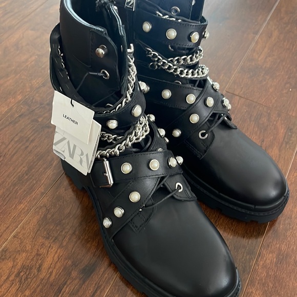 Zara leather combat boots - Picture 3 of 6